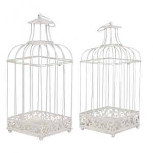 Linder Set doua colivii decorative albe