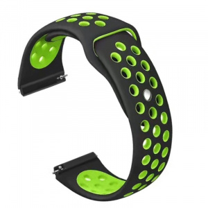 Very Dream Curea silicon compatibila Garmin Vivoactive 4, telescoape Quick Release, 22mm, Negru/Verde