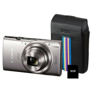 Canon IXUS 285HS (Argintiu) + Card 8GB + Husa 1079C011AA