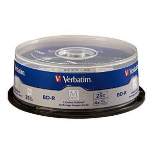 Verbatim M DISC BD-R 25GB 4X with Branded Surface – 25pk Spindle 98909