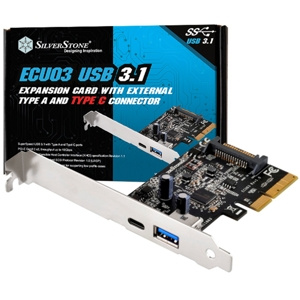SilverStone adaptor PCIe 2.0 x2 (10Gbps) - 2x USB 3.1 externe Type-A/Type-C (SST-ECU03)