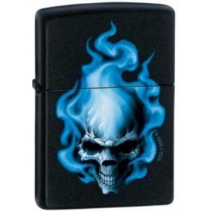Zippo Blue Flame Skull 0414