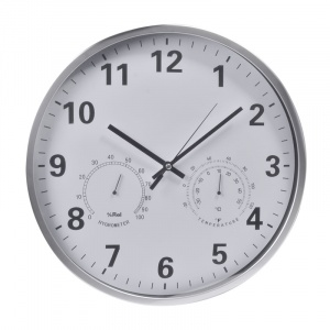Jumbo Ceas cu higrometru si termometru Argintiu 36 cm