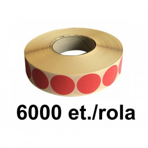 Raflatac-Budaval Role de etichete semilucioase rotunde 49mm, rosii, 6000 et./rola