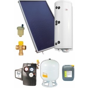 Helis Pachet solar cu panouri plane si boiler 2 serpentine 7-8 persoane