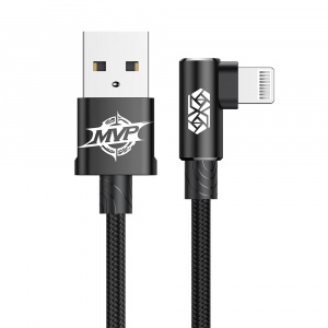 Baseus Cablu Lightning MVP Elbow USB Black (1m, output 2A, unghi 90°, impletitura nylon)