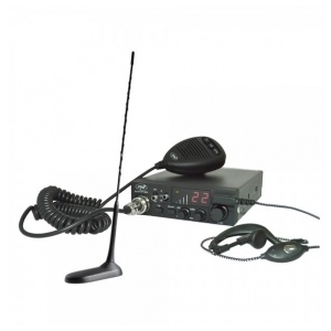 PNI Kit Statie radio CB ESCORT HP 8001 ASQ + Casti HS81 + Antena CB Extra 45 cu magnet