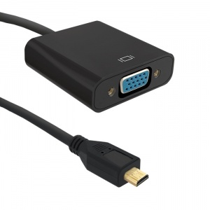 Qoltec MICRO HDMI D MALE ADAPTER | VGA FEMALE | +3.5MM AUDIO | 0.2M 50403