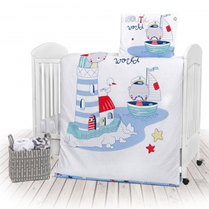 KikkaBoo Lenjerie patut cu 3 piese Nautic
