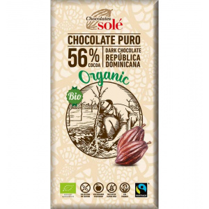 SOLE Ciocolata neagra Bio 56% cacao 100 grame