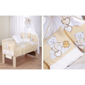 Klups Set lenjerie brodata 5 piese I love you ursulet alb-bej