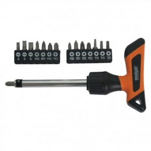Gadget Set surubelnita 1/4” cu clichet, maner “T”, cu biti , 16 piese CR-V 225204