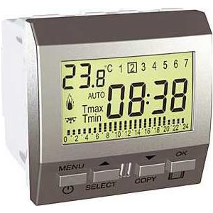 Schneider Electric MGU3.505.30 : Unica Top - Termostat Programabil Saptamanal - 230 V C.A. - 2 M - Aluminiu