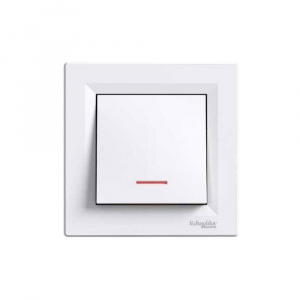 Schneider Intrerupator simplu cu indicator luminos, 10A, alb, fara surub