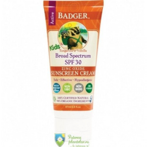 Badger Crema protectie solara SPF30 cu mandarine Copii Bio 87 ml