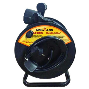 MAKALON Tambur cu cablu 25m 1.5 mm2 cu protectie termica