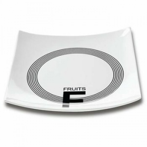 Nava Platou patrat din portelan, 29 cm, seria Lines Black, HP2787-837C, Alb