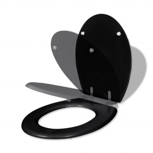 vidaXL Capac WC MDF închidere silențioasă design simplu Negru