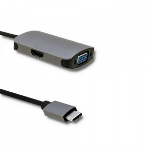 Qoltec USB-C 3.1 Male >HDMI + VGA Female, Grey 50380
