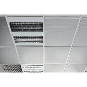 PROMETAL Tavan casetat metalic perforat cu structura la vedere D222 Alb