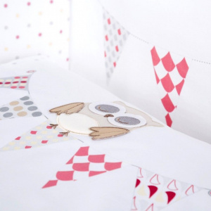 Klups Set lenjerie brodata 3 piese Night Birds - pink