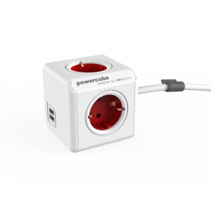 Allocacoc Prelungitor PowerCube Extended USB 1402RD, 1.5 metri, Red