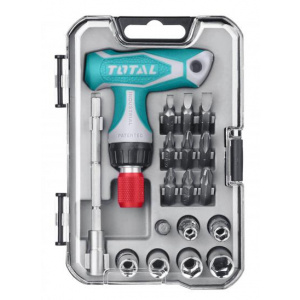 Total Set Surubelnite, cu Clichet si Maner T, CR-V, 18buc