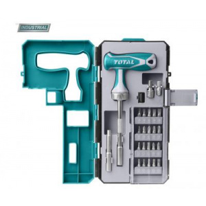 Total Set Surubelnite, cu Clichet si Maner T, CR-V, 25buc, INDUSTRIAL