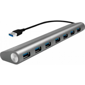 LogiLink USB 3.0 hub, 7 port with card reader, aluminum casing, grey UA0308