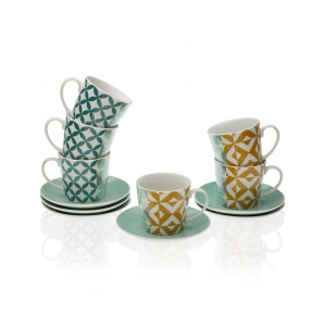 Versa Set 6 cesti si 6 farfurioare pentru ceai Joy -, Albastru