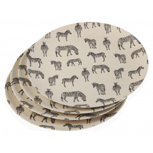 Versa Set 4 farfurii intinse Zebra -, Negru