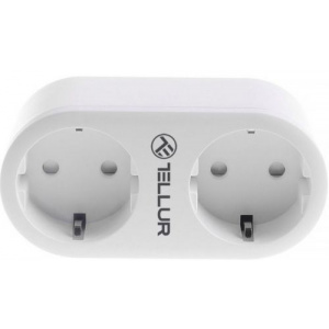 Tellur Priza Smart , WiFi, 2 Porturi Schuko, 3680W, 16A, Monitorizarea Energiei (Alb)