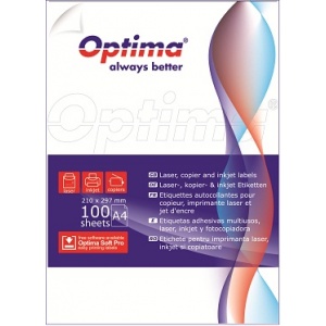 Optima Etichete autoadezive albe 51/A4, 70 x 16,9 mm, 100 coli/top