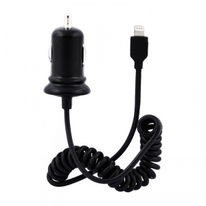 Swiss Charger Incarcator Auto iPhone 5/New iPad Lighting 2.4A (cablu rasucit)