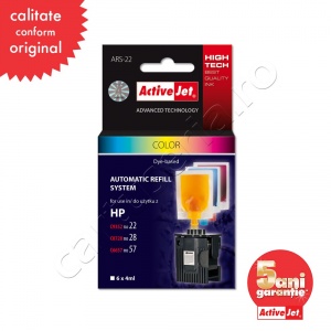 ActiveJet Sistem Kit automat de refill color pentru HP 22 HP 28 HP 57