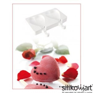 Silikomart 4 forme inghetata pe bat Inima