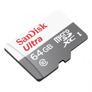 Sandisk Ultra Line microSD, 64GB, Clasa 10 + Adaptor SD SDSQUNR-064G-GN3MA