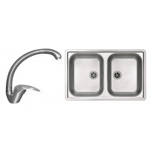 Alveus Pachet Chiuveta Line 90 inox + Baterie GM 130, Crom