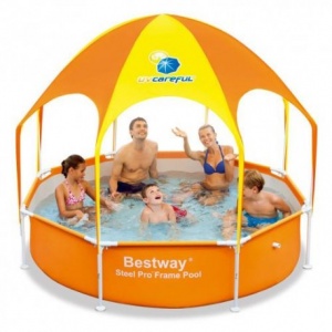 Bestway Piscina Steel Pro cu Acoperis UV Careful 40+ UPF 56432