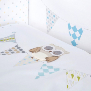 Klups Set lenjerie brodata 3 piese Night Birds - blue