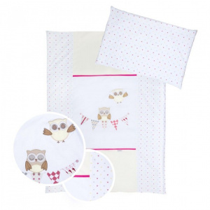 Klups Set lenjerie brodata 5 piese Night Birds - pink