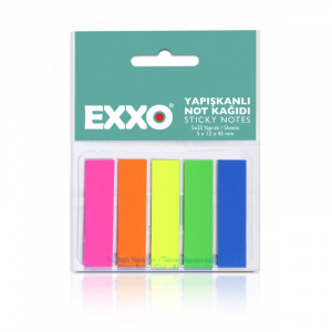 EXXO Index autoadeziv dreptunghiular, sticky notes 12x45 mm, culori neon