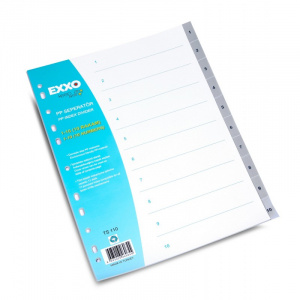 EXXO Separatoare numerice pentru documente A4, cu perforatii, plasticate Numere 1-10