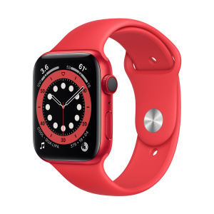 Apple Watch Series 6 44mm GPS+Cellular Red Aluminum Case with Red Sport Band