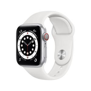 Apple Watch Series 6 40mm GPS+Cellular Silver Aluminum Case with White Sport Band