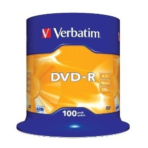 Verbatim 4.7GB DVD-R 16X Matt Silver 100pcs (43549)