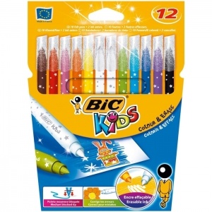 BIC Carioca 10 culori + 2 corectoare Colour&Erase Bic 880510