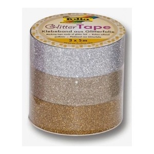 Folia Set 3 role banda adeziva glitter Gold