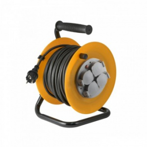 Home Cablu pe tambur HJR 10-25/1, cadru metalic, 4 prize cu împământare, 25 m, IP44