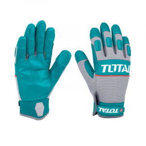 Total Manusi protectie pentru socuri mecanice, marime universala, Verde/Gri